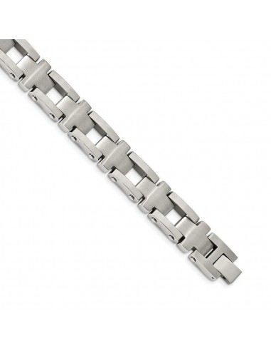 Stainless Steel Brushed and Polished Cross 8.5in Link Bracelet acheter