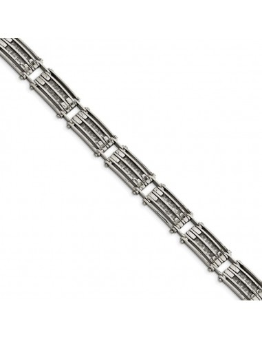 Stainless Steel Polished with Carbon Fiber 8.25 inch Link Bracelet Découvrez la collection