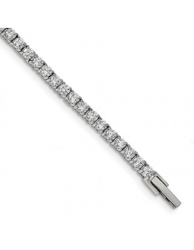 Stainless Steel Polished with CZ 7.5in Tennis Bracelet brillant des détails fins