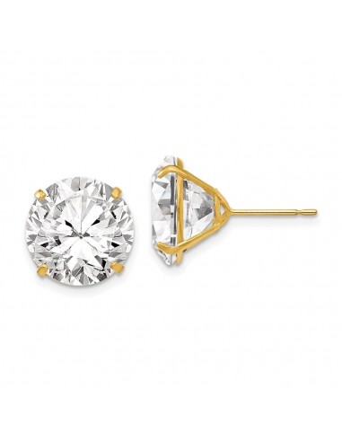 14k 12mm Round CZ Post Earrings rembourrage situé sous