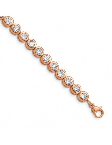 Stainless Steel Rose IP-plated Polished CZ Tennis w/ 1in ext. Bracelet la livraison gratuite