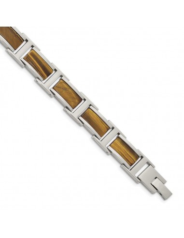 Stainless Steel Polished Tiger's Eye 8.5in Link Bracelet les ctes