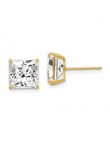 14k 8mm Square CZ Post Earrings rembourrage situé sous