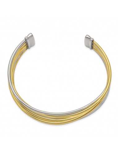 Stainless Steel Polished Yellow IP-plated Twisted Cuff Bangle Profitez des Offres !