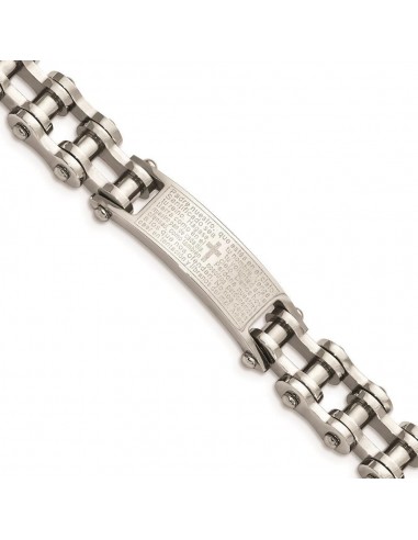 Stainless Steel Polished Spanish Lord's Prayer 9in Link Bracelet du meilleur 