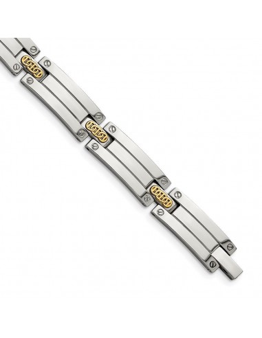 Stainless Steel w/14k Accent Polished 8.5in Link Bracelet de votre