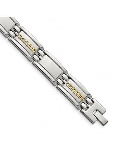 Stainless Steel w/14k Accent Polished 8.75in Link Bracelet en ligne des produits 