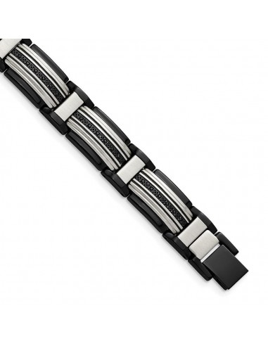 Stainless Steel Polished Black IP-plated with Black CZ 8.75in Link Bracelet 50-70% off 