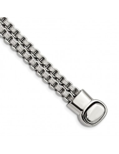 Stainless Steel Polished and Textured  Rolo Link 8.75in Bracelet prix pour 