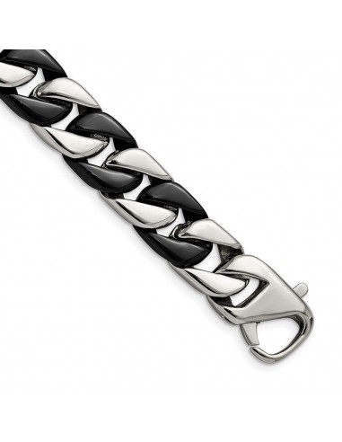 Stainless Steel Polished Black IP-plated 8.75in Bracelet solde