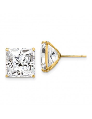 14k 11mm Square CZ Post Earrings brillant des détails fins