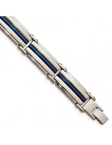 Stainless Steel Polished Blue IP-plated 8.5in Link Bracelet Dans la société mordern