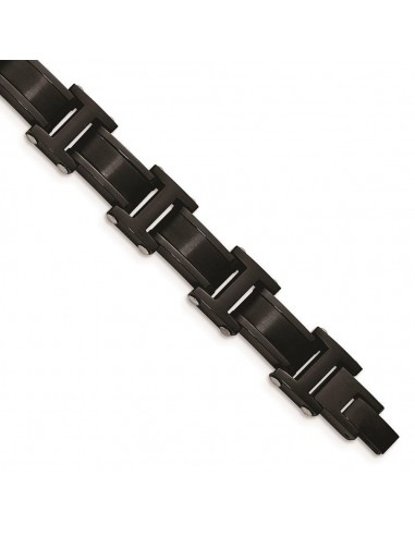 Stainless Steel Brushed and Polished Black IP-Plated 8.25in Link Bracelet outlet