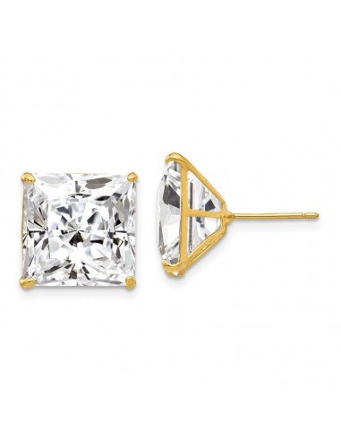 14k 12mm Square CZ Post Earrings du meilleur 