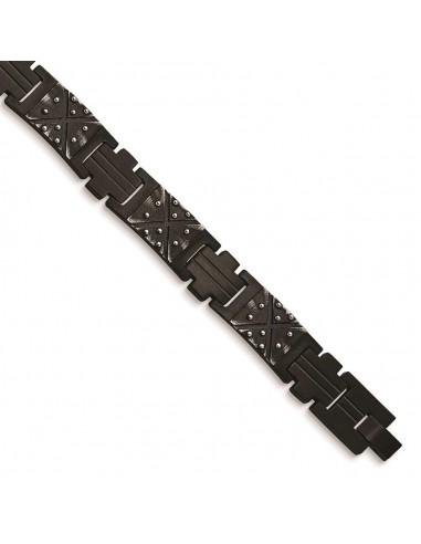 Stainless Steel Antiqued and Brushed Black IP-plated 9.25in Link Bracelet sélection de produits