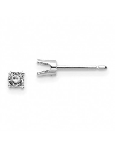 14k White Gold 3.25mm Round Stud Earring Mounting w/backs No Stones Included Amélioration de cerveau avec