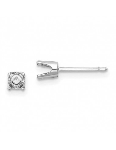 14k White Gold 3.5 Round Stud Earring Mounting w/backs No Stones Included pas cher chine