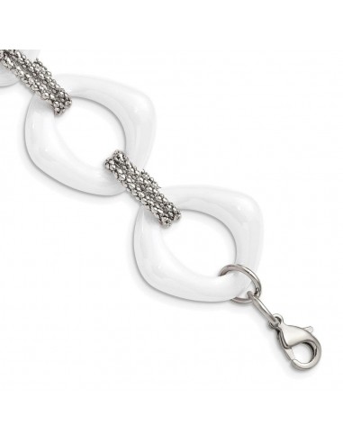 Stainless Steel White Ceramic Link Bracelet pas cher