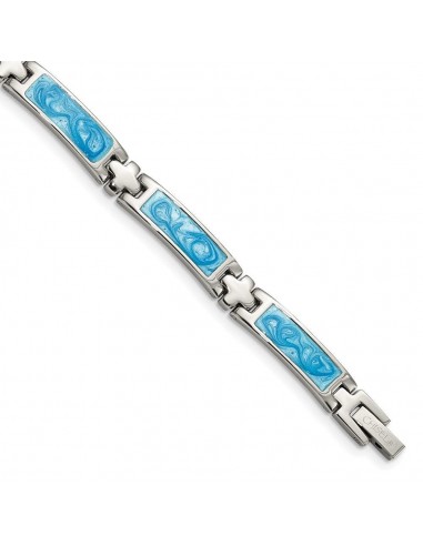 Stainless Steel Blue Enamel 7.25in Bracelet sur le site 