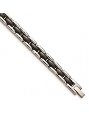 Stainless Steel Black Ceramic 8in Bracelet france