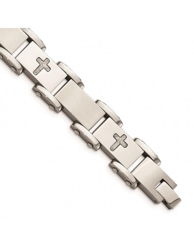 Stainless Steel Laser Cut Crosses 8.75in Bracelet les ligaments