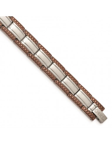 Stainless Steel Brown IP-plated 8.75in Bracelet Faites des économies