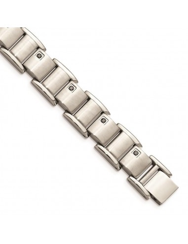 Stainless Steel Black Diamonds Brushed and Polished 8.5in Bracelet Découvrez la collection