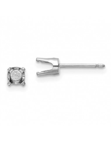 14k White Gold 4mm Round Stud Earring Mounting w/backs No Stones Included une grave pollution 