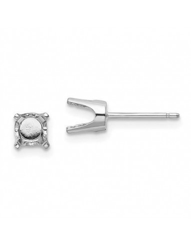 14k White Gold 4.5mm Round Stud Earring Mounting w/backs No Stones Included hantent personnes