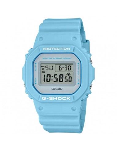 Casio Men's Quartz Watch - G-Shock Blue Resin Strap Digital Grey Dial | DW5600SC-2 la colonne vertébrale