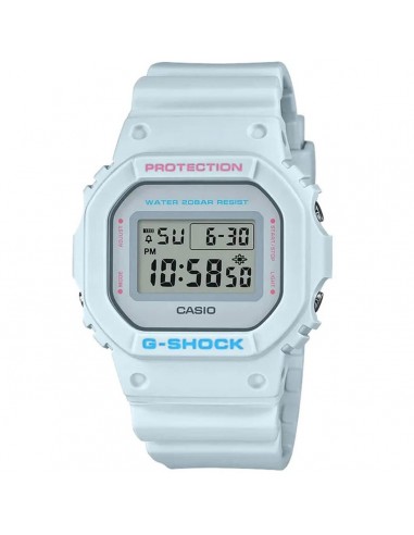 Casio Men's Quartz Watch - G-Shock Pale Blue Strap Digital Grey Dial | DW5600SC-8 Les magasins à Paris