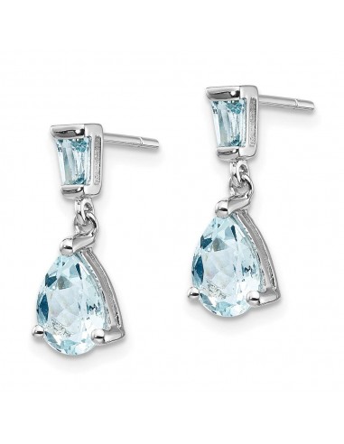 14k White Gold Aquamarine Dangle Earrings Profitez des Offres !