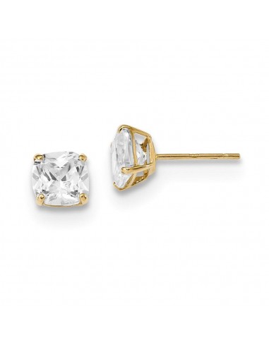 14k Polished 6x6 Cushion Cut CZ Stud Post Earrings le concept de la Pate a emporter 