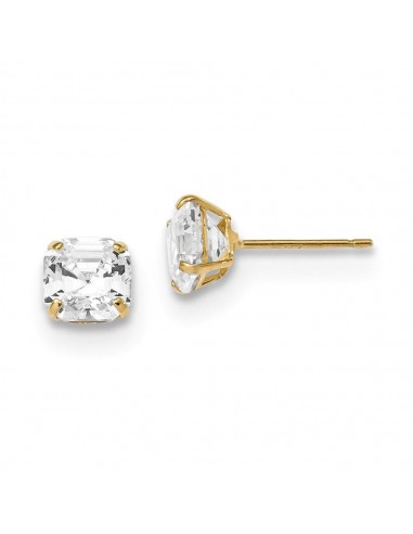 14k Polished 6x6 Asscher Cut CZ Studs Post Earrings meilleur choix