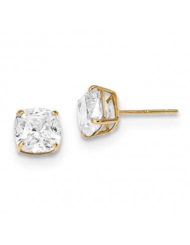 14k Polished 7x7 Cushion Cut CZ Studs Post Earrings livraison gratuite