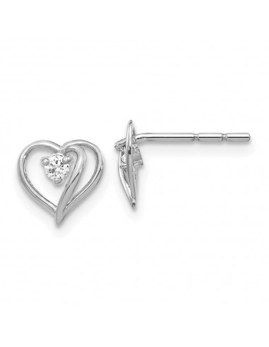 14k White Gold Fancy Diamond Heart Earring Mountings No Stones Included No Backs pas cher