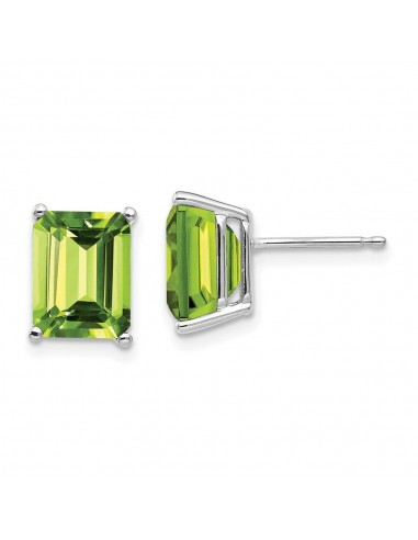 14k White Gold 9x7mm Emerald Cut Peridot Earrings Vous souhaitez 