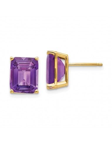 14k 10x8mm Emerald Cut Amethyst Earrings hantent personnes