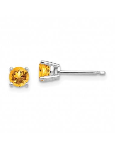 14k White Gold 4mm Citrine Earrings paiement sécurisé