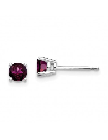 14k White Gold 4mm Rhodolite Garnet Earrings livraison et retour toujours gratuits