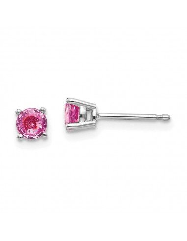 14k White Gold Pink Sapphire Earrings basket pas cher