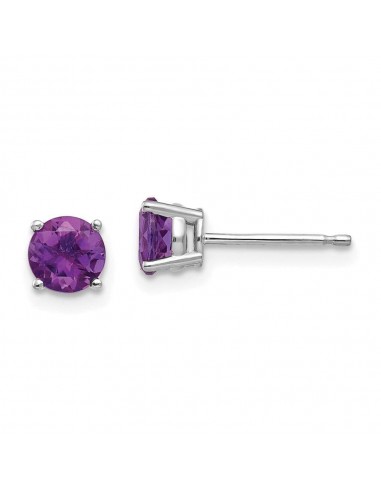 14k White Gold 5mm Amethyst Earrings du meilleur 