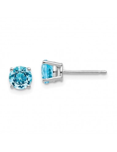 14k White Gold 5mm Blue Topaz Earrings store