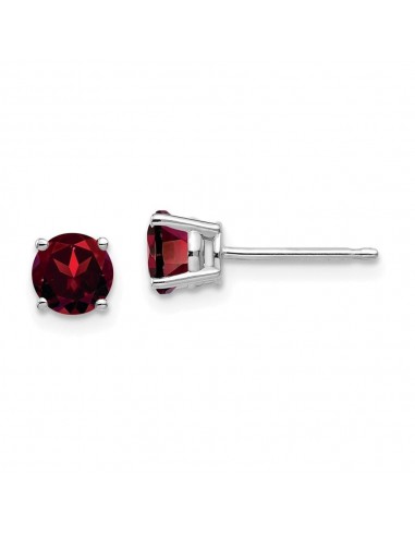 14k White Gold 5mm Garnet Earrings des créatures d'habitude