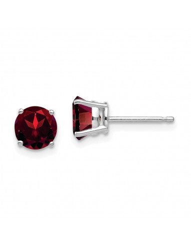 14k White Gold 6mm Garnet Earrings Jusqu'à 80% De Réduction