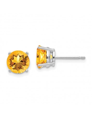 14k White Gold 7mm Citrine earring la livraison gratuite