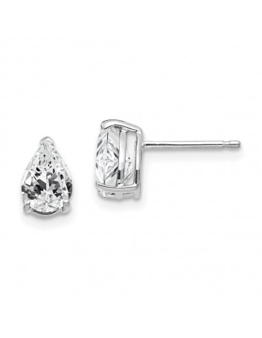 14k White Gold 7x5mm Pear Cubic Zirconia Earrings Economisez 