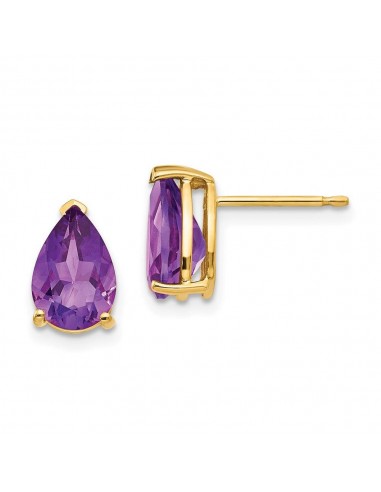 14k 9x6mm Pear Amethyst Earrings plus qu'un jeu 