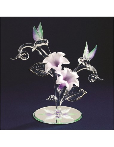 Hummingbirds & Flowers Glass Figurine pas cher chine