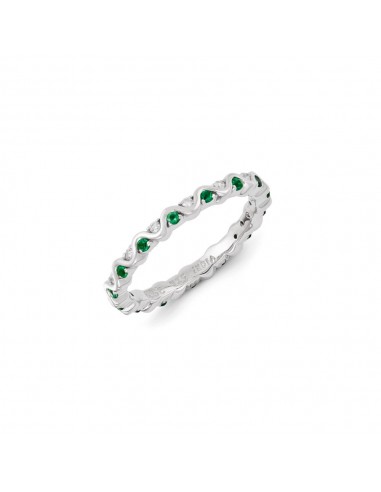 Sterling Silver Stackable Expressions Diamond & Emerald Ring | QSK1086 À commander